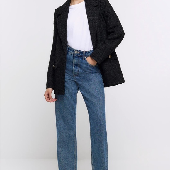 River Island Black Textured Blazer - Picture 1 of 4